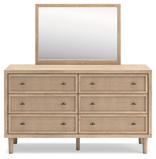 Cielden  Panel Headboard With Mirrored Dresser And 2 Nightstands