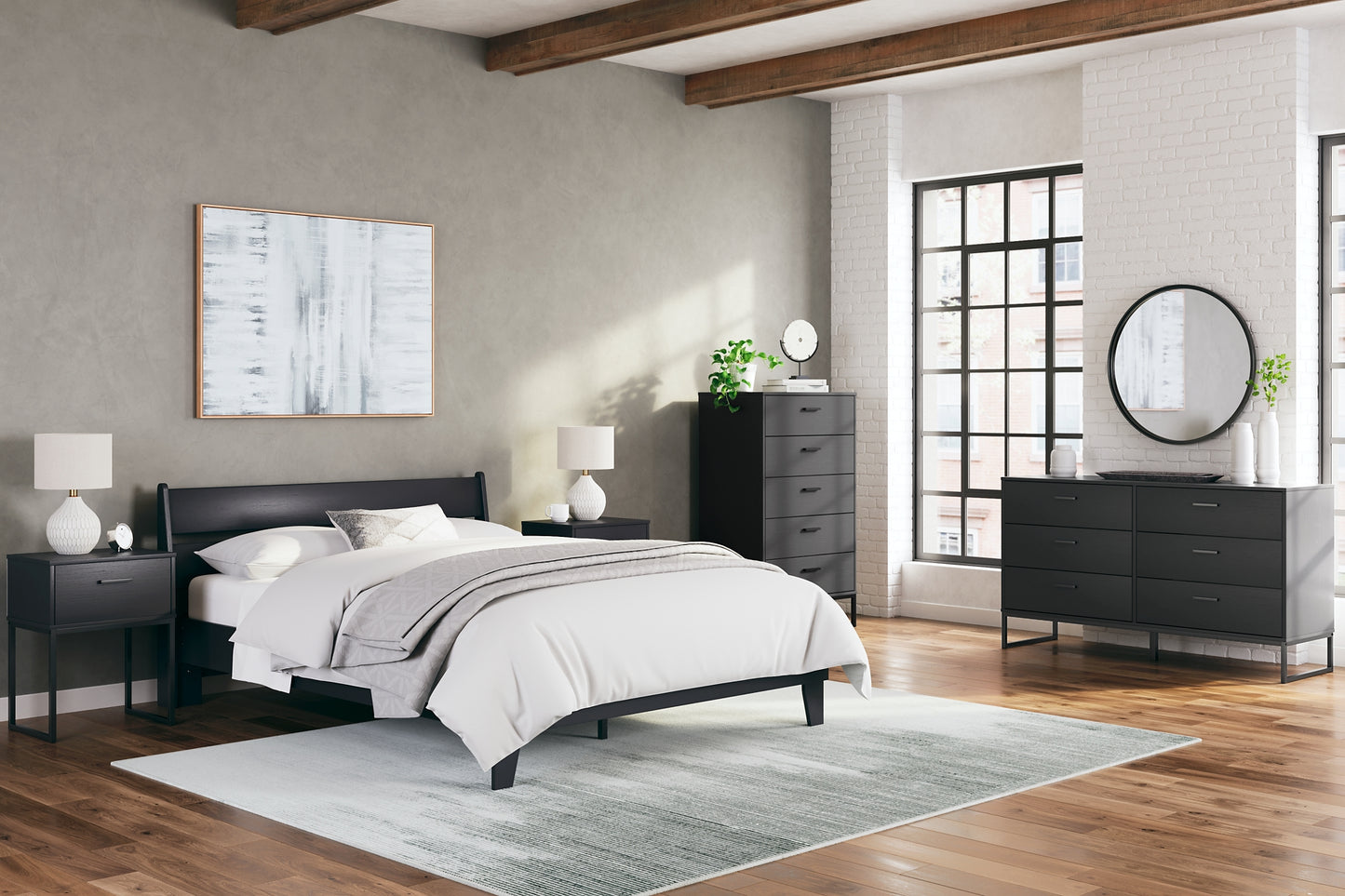 Socalle  Panel Platform Bed With Dresser, Chest And Nightstand