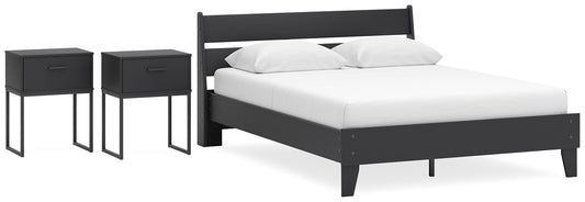 Socalle  Panel Platform Bed With 2 Nightstands