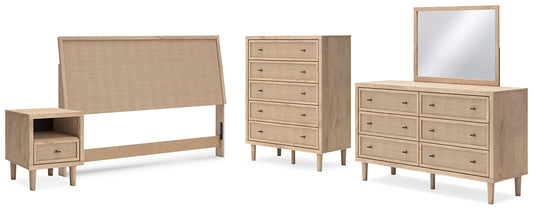 Cielden  Panel Headboard With Mirrored Dresser, Chest And Nightstand
