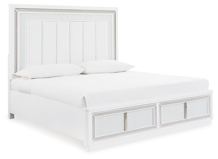 Chalanna  Upholstered Storage Bed With Mirrored Dresser