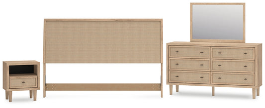 Cielden  Panel Headboard With Mirrored Dresser And Nightstand