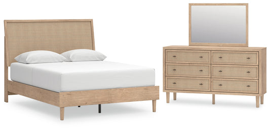 Cielden  Panel Bed With Mirrored Dresser