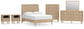 Cielden  Panel Bed With Mirrored Dresser, Chest And 2 Nightstands