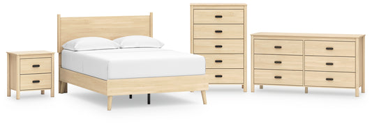 Cabinella  Platform Panel Bed With Dresser, Chest And Nightstand