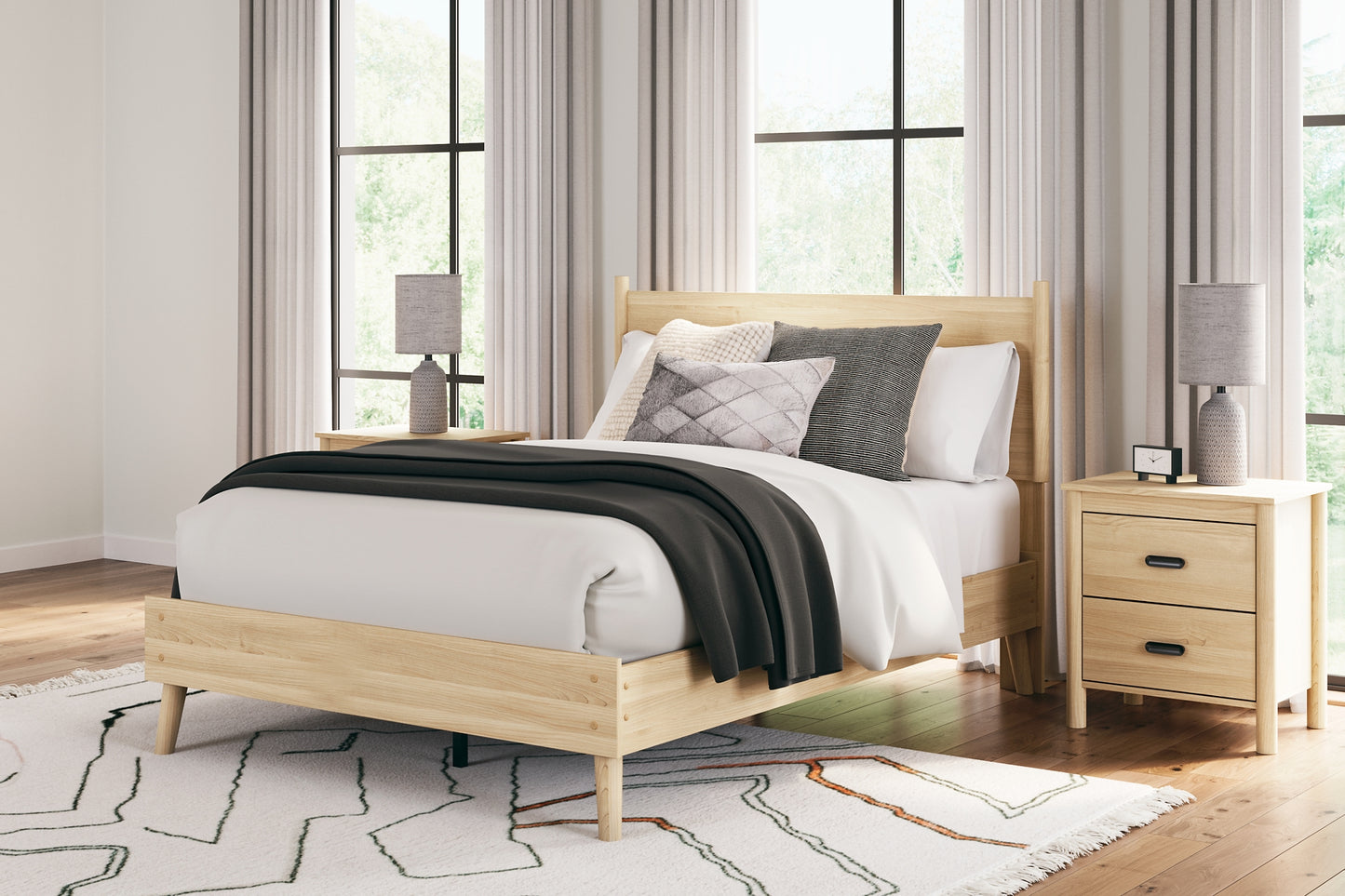 Cabinella  Platform Panel Bed With Dresser And 2 Nightstands