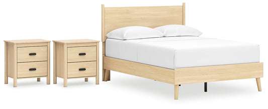 Cabinella  Platform Panel Bed With 2 Nightstands