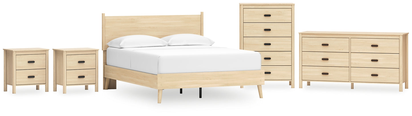 Cabinella  Platform Panel Bed With Dresser, Chest And 2 Nightstands