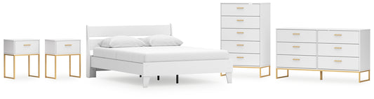 Socalle  Panel Platform Bed With Dresser, Chest And 2 Nightstands