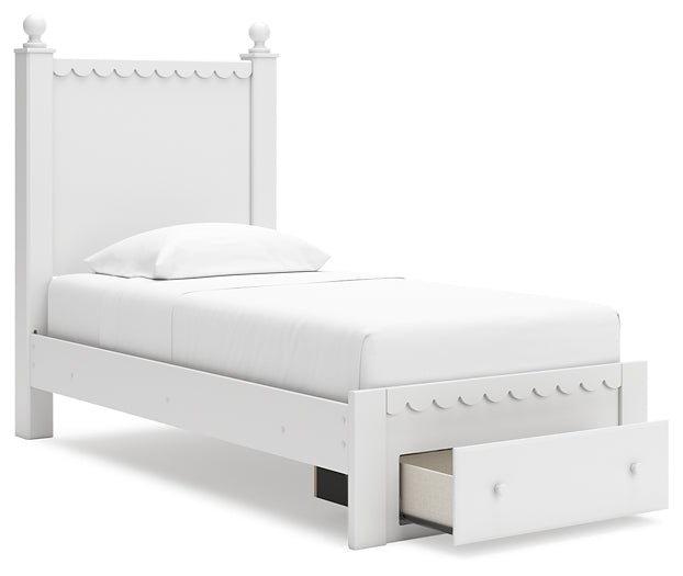 Mollviney  Panel Storage Bed With Mirrored Dresser, Chest And Nightstand