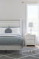 Mollviney  Panel Storage Bed With Mirrored Dresser And 2 Nightstands