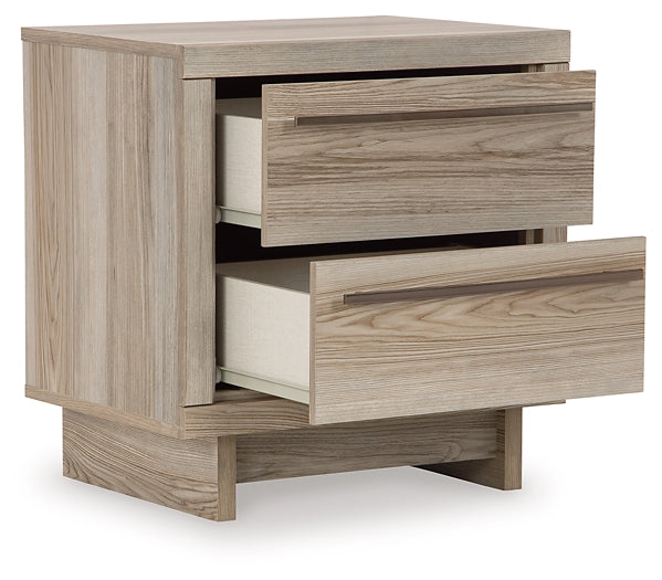 Hasbrick  Panel Bed With Mirrored Dresser And Nightstand