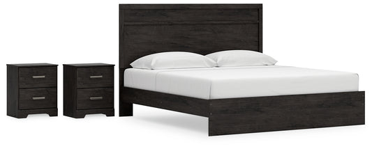 Belachime  Panel Bed With 2 Nightstands