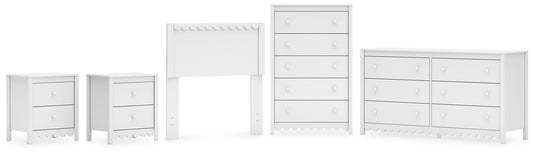 Hallityn  Panel Headboard With Dresser, Chest And 2 Nightstands