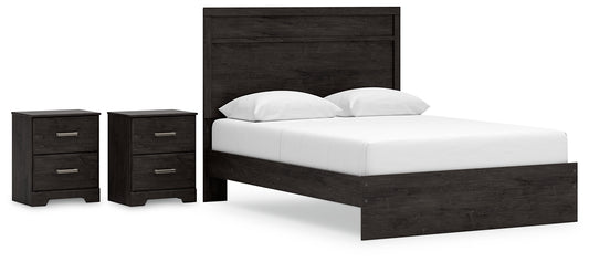 Belachime  Panel Bed With 2 Nightstands