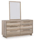 Hasbrick  Panel Headboard With Mirrored Dresser, Chest And 2 Nightstands