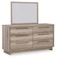 Hasbrick  Panel Headboard With Mirrored Dresser And 2 Nightstands