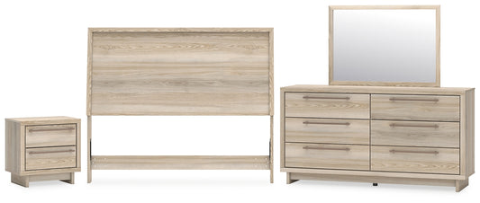 Hasbrick  Panel Headboard With Mirrored Dresser And Nightstand