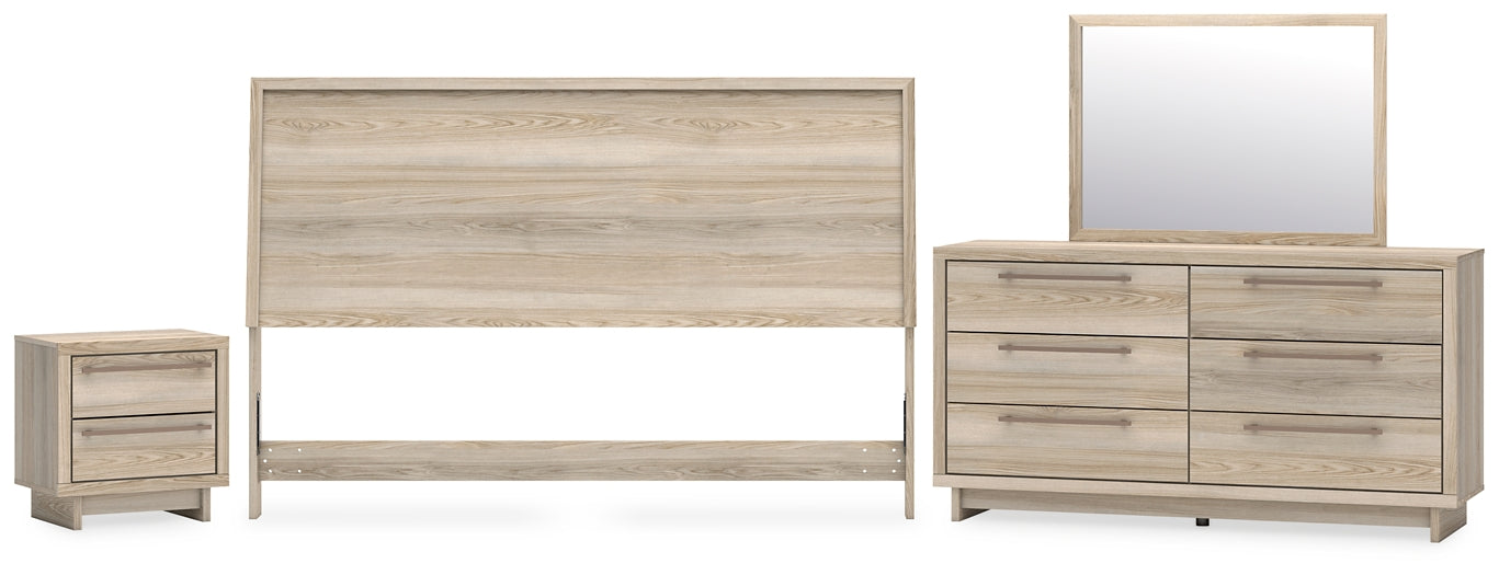 Hasbrick  Panel Headboard With Mirrored Dresser And Nightstand