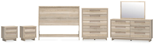 Hasbrick  Panel Headboard With Mirrored Dresser, Chest And 2 Nightstands