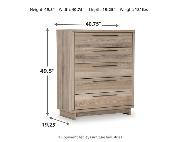 Hasbrick  Panel Headboard With Mirrored Dresser And Chest