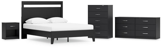 Finch  Panel Platform Bed With Dresser, Chest And Nightstand