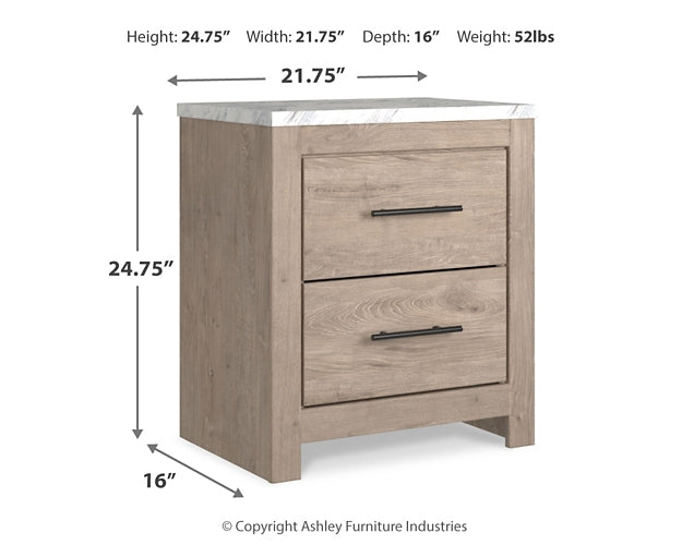 Senniberg  Panel Bed With Mirrored Dresser And 2 Nightstands