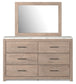 Senniberg  Panel Bed With Mirrored Dresser And 2 Nightstands