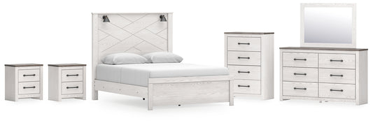 Gerridan  Panel Bed With Mirrored Dresser, Chest And 2 Nightstands