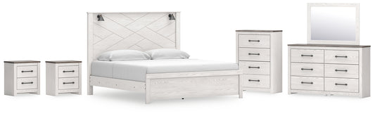 Gerridan  Panel Bed With Mirrored Dresser, Chest And 2 Nightstands