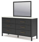 Cadmori  Upholstered Bed With Mirrored Dresser