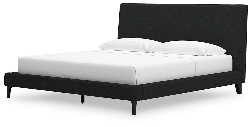 Cadmori  Upholstered Bed With Mirrored Dresser And 2 Nightstands