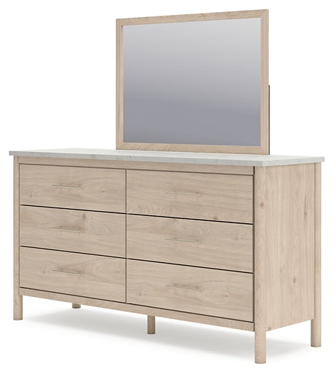 Cadmori  Upholstered Panel Bed With Mirrored Dresser, Chest And Nightstand