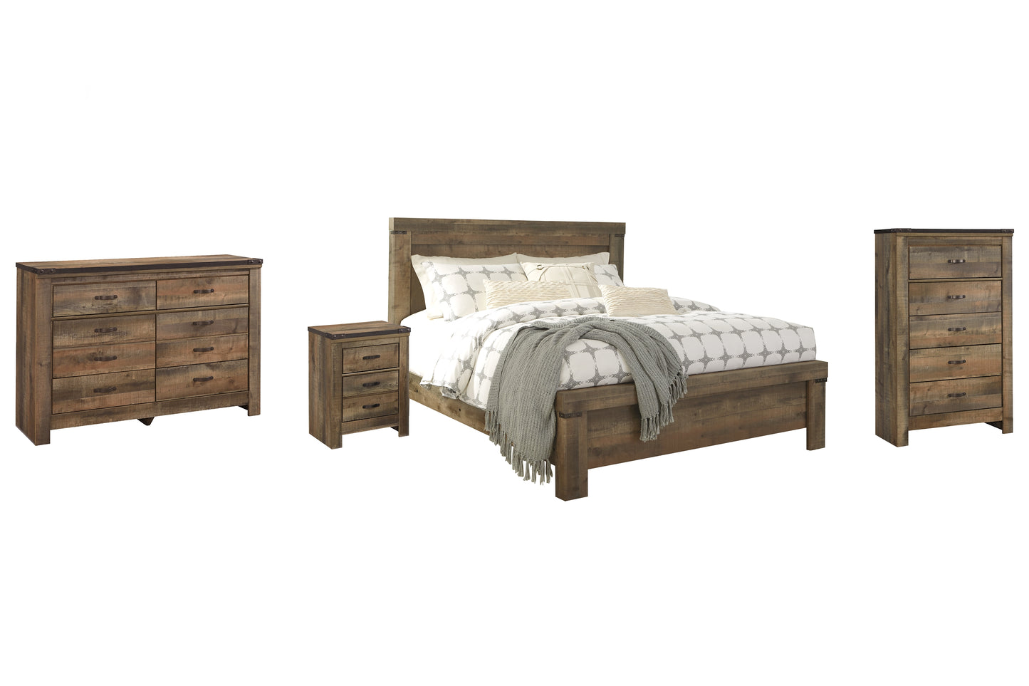 Trinell  Panel Bed With Dresser, Chest And Nightstand