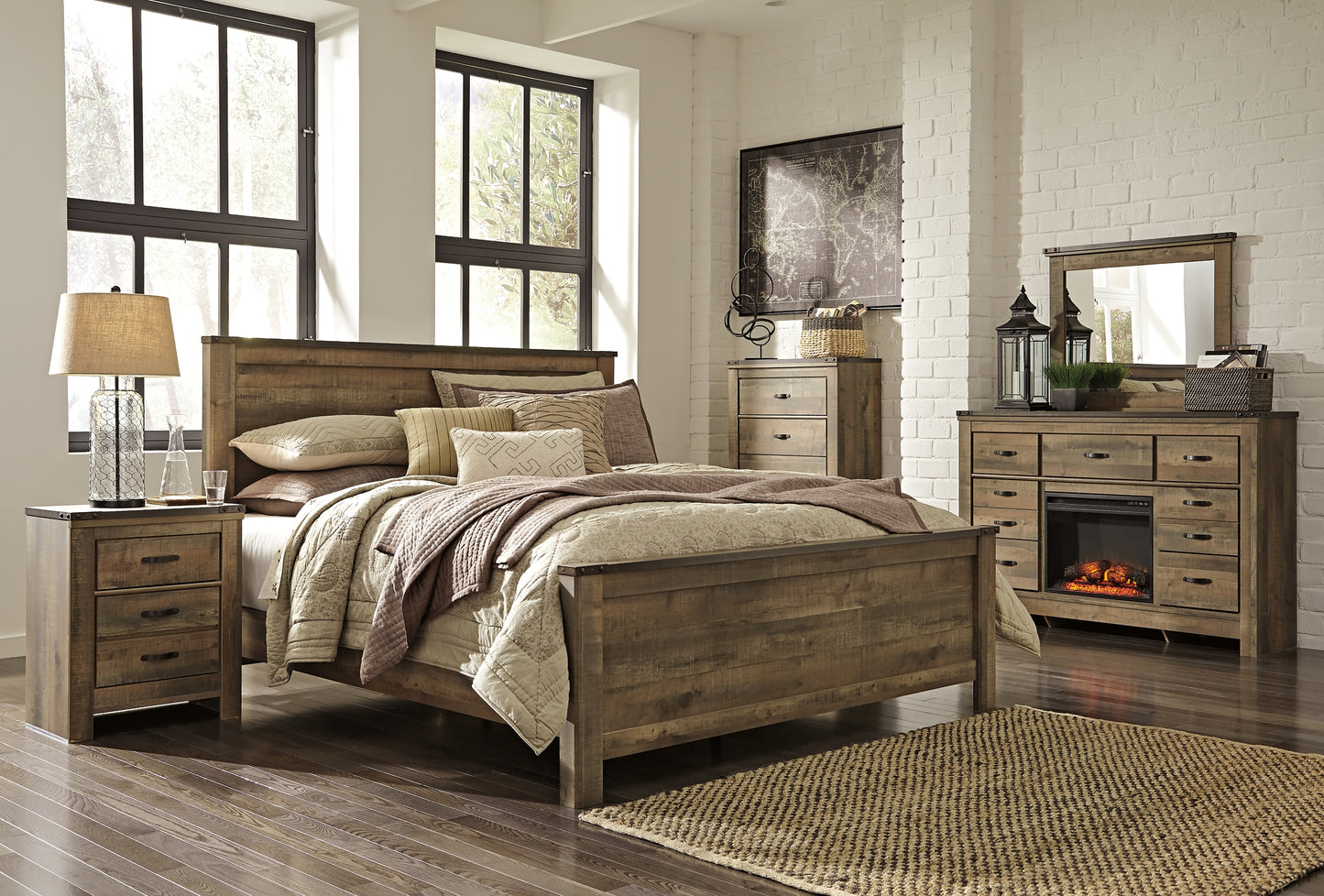 Trinell  Panel Bed With Dresser, Chest And Nightstand