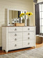 Willowton  Panel Headboard With Mirrored Dresser, Chest And 2 Nightstands