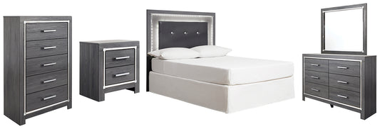 Lodanna  Upholstered Panel Headboard With Mirrored Dresser, Chest And Nightstand