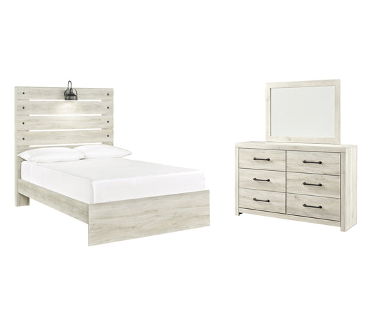 Cambeck  Panel Bed With Mirrored Dresser