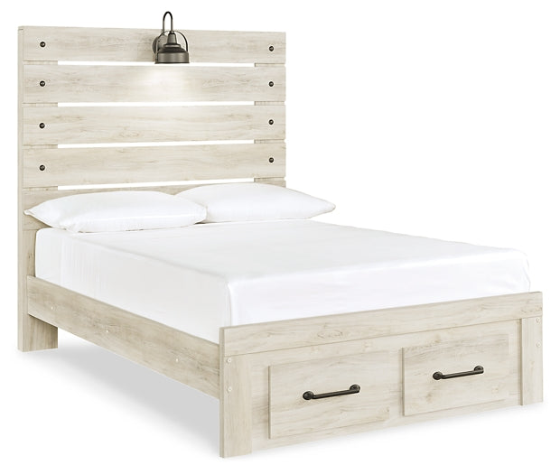 Cambeck  Panel Bed With 4 Storage Drawers With Mirrored Dresser, Chest And Nightstand