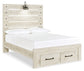 Cambeck  Panel Bed With 4 Storage Drawers With Mirrored Dresser, Chest And Nightstand