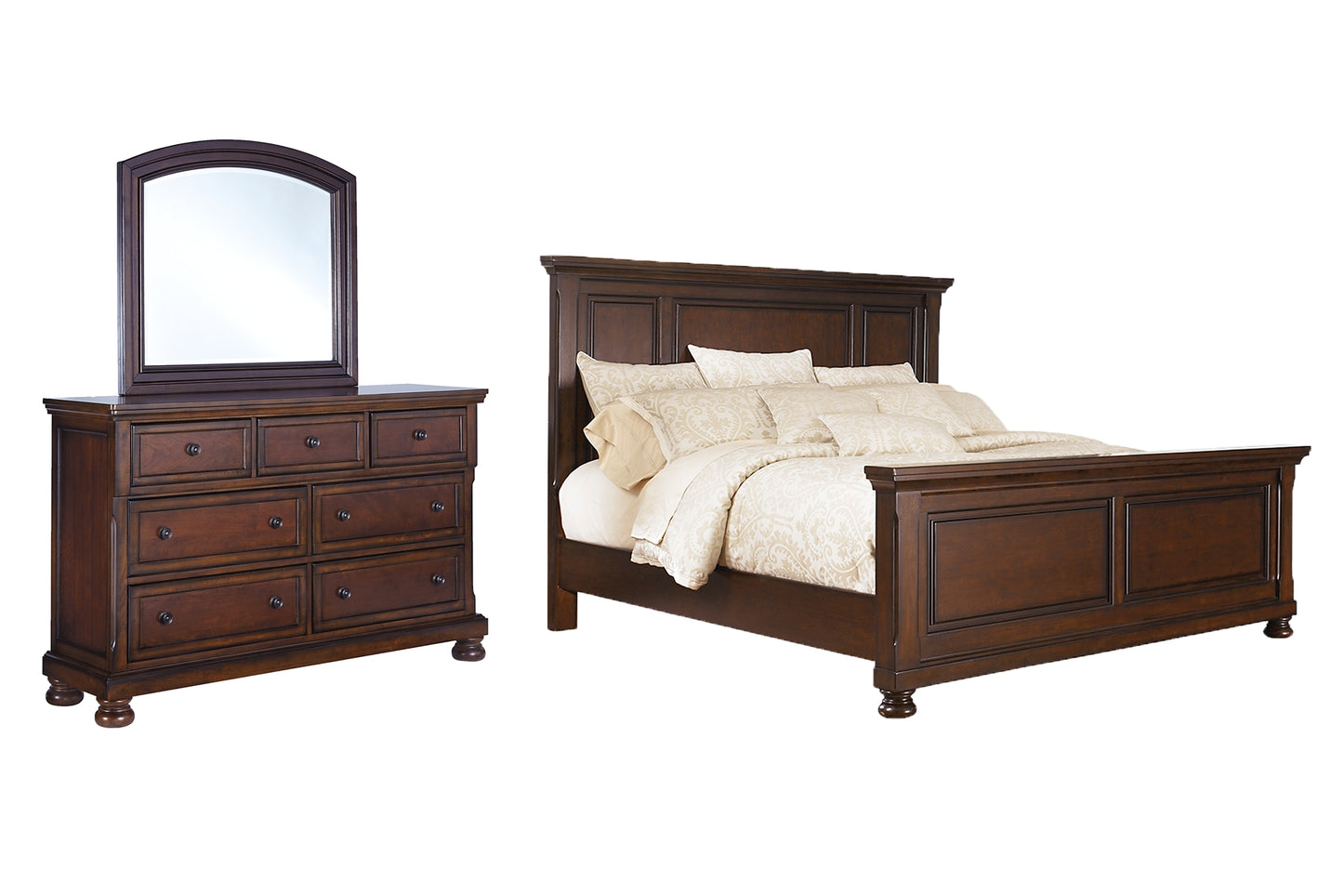 Porter California  Panel Bed With Mirrored Dresser