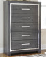 Lodanna  Upholstered Panel Headboard With Mirrored Dresser, Chest And Nightstand