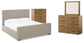 Dakmore  Upholstered Bed With Mirrored Dresser And Chest