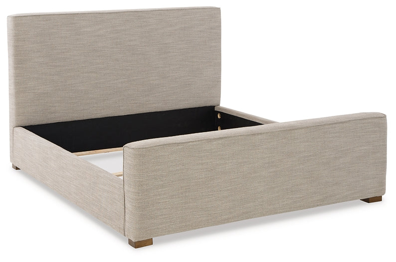 Dakmore  Upholstered Bed With Mirrored Dresser And Chest