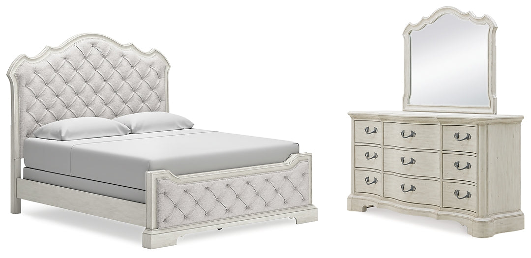 Arlendyne  Upholstered Bed With Mirrored Dresser