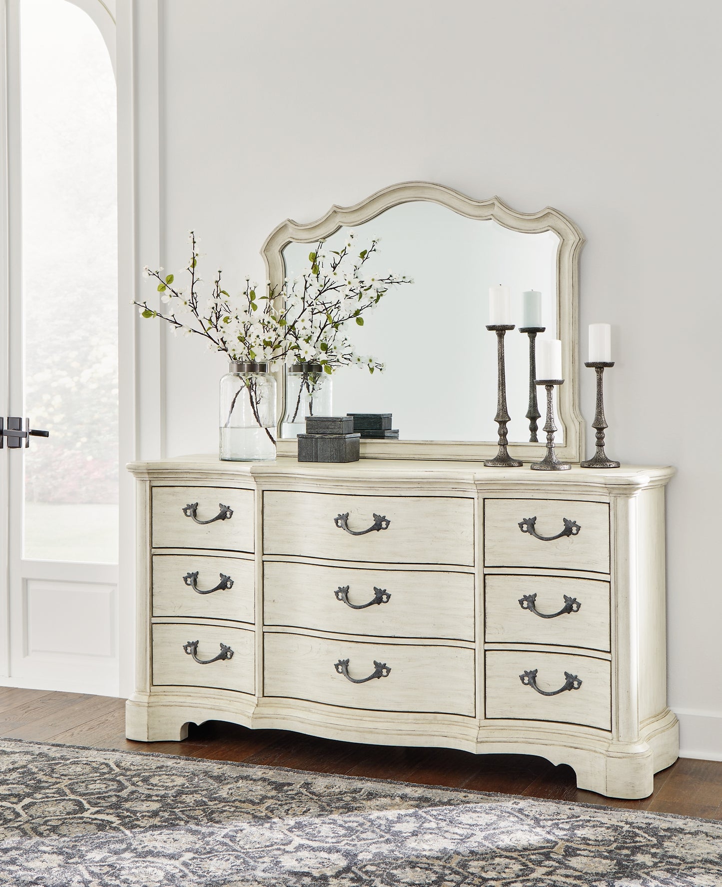 Arlendyne  Upholstered Bed With Mirrored Dresser