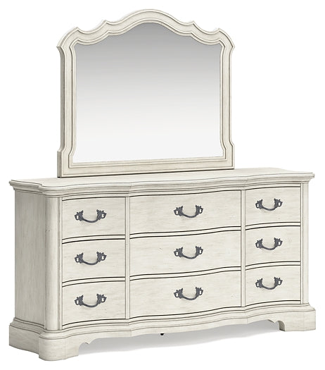 Arlendyne  Upholstered Bed With Mirrored Dresser, Chest And 2 Nightstands