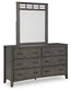 Montillan  Panel Bed With Mirrored Dresser, Chest And 2 Nightstands