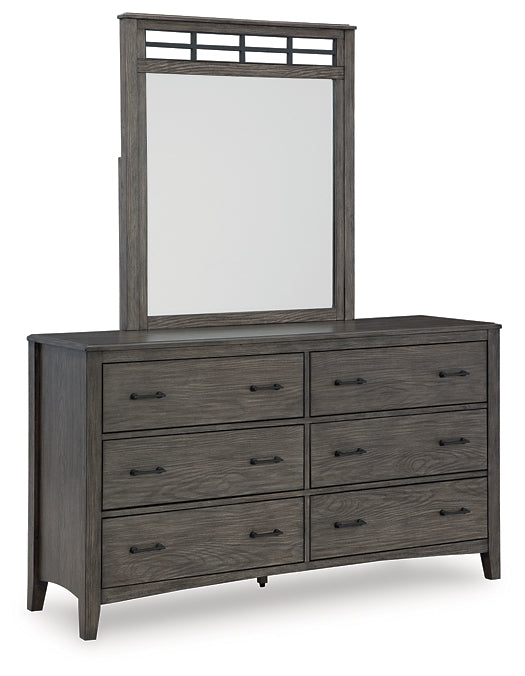 Montillan  Panel Bed With Mirrored Dresser