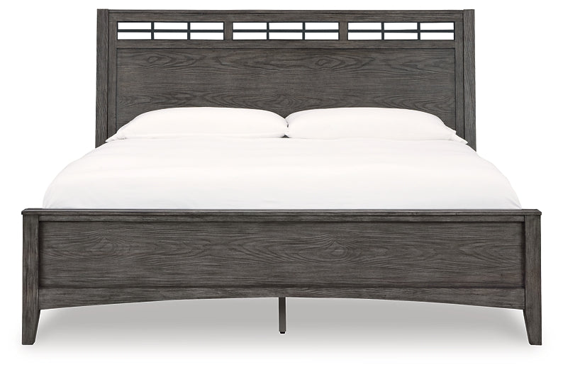 Montillan  Panel Bed With Mirrored Dresser